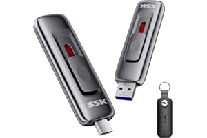 ‎SSK SSK 256 GB Externe Portable SSD, bis zu 560 MB/s, Schiebe-Dual-Laufwerk (Typ-C + A) USB-C 3.2 Gen 2 SSD-Festplatte Extern Hard Drive, für iPhone 15/16/17, Android, Windows, TV