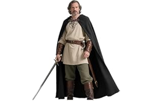 keland Mittelalter Umhang Leinen Kapuzenumhang Renaissance für Damen Herren Halloween (Schwarz)