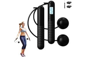 BOBETY Cordless Skipping Rope for Adults - Portable Wireless Skipping Rope with Digital Counter, Weighted Skipping Rope Cordless, Ball Skipping Ropex, for Fitness, Exercise, Boxing, Gym Workouts