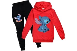 CKCKTZ Enfants Filles Stit-chs Sweat à Capuche Survêtements Set Cartoon À Capuche Hauts Et Pantalons Jogging Set