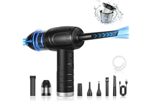 Kairiyard 2 en 1 Aspirateur et Dépoussiéreur,12 KPA Dépoussiéreur à Air Comprimé sans Fil,9000 mAh 90000RPM Aspirateur à Main avec éclairage LED pour Nettoyage,Ordinateur,Clavier,Voiture