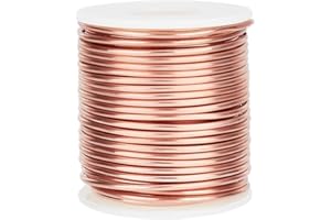 BENECREAT Alambre de Cobre Blando de 2 Mm Bobina Redonda de Cobre Desnudo de 20 M Alambre de Cobre Puro Sólido Alambre de Cuentas Artesanales para Fabricación de Joyas, Envoltura de Metal Gema