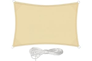 PHYLES Voile d'ombrage Rectangulaire 4x3m, PES Imperméable Matériel | Indéchirable Toile Ombrage, Voiles d'ombrage pour Patio, Terrasse, Balcon, Jardin(Beige | avec Corde)