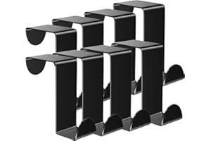 BOXLUNT Türhaken zum Einhängen, 8er Set 304 Edelstahl Kleiderhaken Tür 2-seitig Verwendbar Türgarderobe zum Einhängen - Tür Garderobe - Türhaken Schwarz