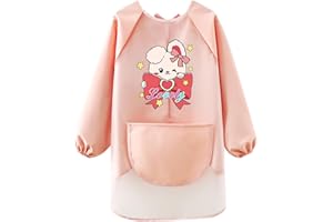 LdawyDE Tablier Peinture Enfant, Imperméables Blouse Peinture Enfant pour 6-10 ans, Manche Longue À lacets Tablier Enfant pour Peindre, Manuel - Le matériau TPU est facile à nettoyer