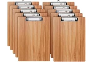 SOYIRI A4 Portapapeles de Madera con Pinza,10 Piezas Portapapele con Agujero Colgante,Clipboards Tablero de Escritura