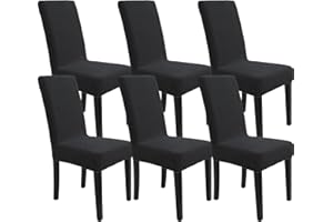 YSTELLAA Coprisedie Con Schienale 6 Pezzi, Copri Sedia Da Cucina, Coprisedia Elasticizzati, Copri Sedie Soggiorno, Universali Coprisedie Antigraffio Gatto, Fodera Sedia Da Pranzo, Nero