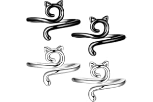 WNV 4pcs Adjustable Crochet Ring Knitting Accessories Crochet Tension Ring for Fingers Cute Cat Opening Finger Thimble Yarn Holder Loop Ring for Hand Weaving Beginners Crochet Enthusiasts