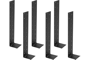 SYBDXJ 6 Pz Staffe Angolari per Legno in Metallo, Staffe di Ancoraggio per Calcestruzzo, Staffe Fissaggio Angolo Connettore per Legno, 90 Gradi Supporti Staffe a L per Giunzioni, Nero, 200 x 40 x 40 mm.