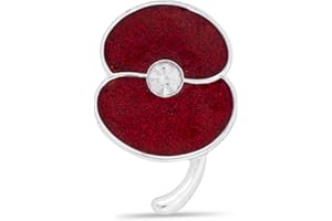 THE ROYAL BRITISH LEGION Official Royal British Legion Glitter Poppy with Crystal Centre Pin