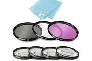 HQO 77mm 7PC Filter Set for Nikon COOLPIX P1000 16.7 Digital Camera - Includes 3 PC Filter Kit (UV-CPL-FLD) and 4PC Close Up Filter Set (+1+2+4+10)