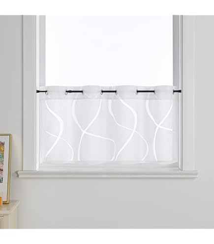 Set van 2 vitrages met lussen (60 x 120 cm) Levita Wit - Raamdecoratie