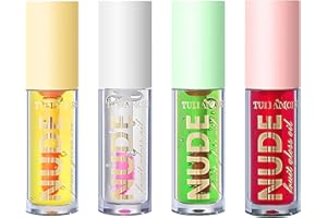 LOPHE Lip Oil, 4PCS Lip Gloss Transparente con Efecto Volumen y Hidratante, Lip Glow Oil con Acabado Brillante, Brillos de Labios para Brillante Hidratante, Elimina Arrugas y Cuidado Labial