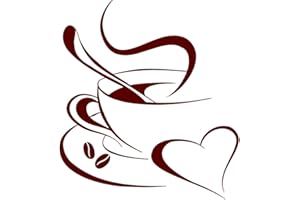 Grandora Wandtattoo Kaffetasse Herz I dunkelrot (BxH) 10 x 12 cm I Kaffee Tasse Bohnen selbstklebend Küche Aufkleber Wandaufkleber Wandsticker W3040