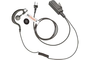 EARPIECE HUB G-Shape Earpiece Ear-Hanger Headset with Polycarbonate PTT Mic Compatible with ICOM IC-F3 IC-F4S IC-F4TR IC-F3011/ F4011/ F4001/ F1000/ F2000/ F3210D/ F3230D/ T70A/ V80/ F3G/ F4G 2 Pin (Straight)