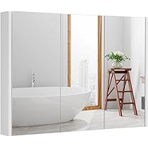 Armadietto Bagno Con Specchio 3 Ante - 90x65cm, 2 Ripiani Regolabili, Pensile Bianco, Specchiera Multiuso - Foto 7