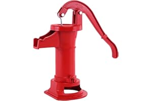 SAMGER SAMGER Samger - Bomba de mano de pozo antiguo, bomba de agua manual de hierro fundido con kit de reparación de cuero, válvula inferior de cuero y cuero de copa, elevación máxima de 25 pies, antigua para