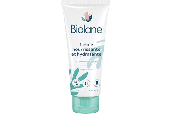 BIOLANE – Crème Nourrissante et Hydratante - Bébé - Visage et Corps - Apaise et Protège la peau - Ingrédients d'origine naturelle - 100 ml - Fabriqué en France