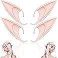 Cuackamily 2 Pairs Pixie Elf Ear, Fairy Elf Ear Cosplay Pointy Goblin Ears Dress Up Costume Soft Prosthetic Ears, Cosplay Accessories Halloween Christmas Anime Party Vampire Ears Live Broadcast Props