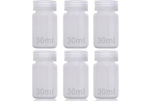 DKBT 6 stycken plastflaskor med bred hals, 30 ml, tom laboratorieflaska, läckagesäker genomskinlig från HDPE-flaska med bred