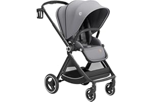 Passeggino Reversibile (Grigio), ELITTLE EMU, carrozzina all in 1, passeggino 25 kg portata, reclinabile completamente, ruote all-terrian, UPF50+, per tutti i giorni e in viaggio