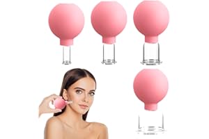 Lot de 4 ventouses en verre avec balle d'aspiration - Sans feu : HOMURY Massage - Ventouses en verre avec forte puissance d'aspiration - Avec balle d'aspiration contre les tensions et la cellulite