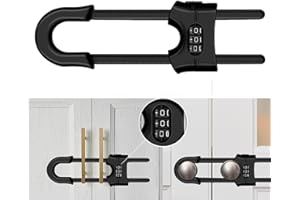 MLEPXBO Child Safety Sliding Cabinet Locks, Adjustable U-Shaped Child Proof Sliding Cabinet Door Code Locks 3 Digit Password, Reusable Baby Safety Cupboard Locks for Knob Handle Drawers Closet(Black)