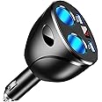 DOUXURY Car Charger, Cigarette Lighter Adapter,12V/24V DC Outlet Splitter with Dual USB Ports Quick Charge Car Charger Compatible with iPhone, iPad, Tablet, Android, Samsung, for GPS, Dashcam