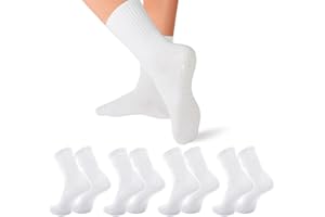 Kunoli 4 Pairs Pilates Yoga Socks，Reformer Pilates Grip Sock, Non Slip White Cotton Grippy Socks for Women Ladies Pilates Yoga Ballet Dance Gym Workout Sport Exercise