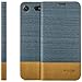 Produktbild zanasta Tasche Sony Xperia XZ1 Compact Hülle Flip Case Schutzhülle Handytasche mit Kartenfach (Jeans Stoff) Blau-Grau