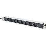 Digitus Barre multiprise en aluminium avec 8 prises et support métallique, 16 A, 4000 W Noir 48,3 cm/19"
