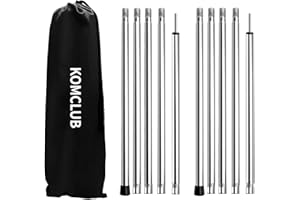 KOMCLUB Telescoping Tarp Poles Adjustable Camping Tent Poles Stainless Steel Adjustable Tent Poles for Tarp Set of 2, Camping Backpacking Tarp Awning Canopy Awning Beach Shelter Rain Fly Sun Sa
