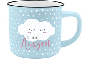 GRUSS & CO Becher Motiv "Auszeit" | New Bone China Porzellan, Emaille-Optik, 35 cl | Geschenk, Frühstück | 45787, 1 Stück (1er Pack)
