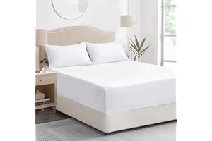 Tifschlaf King Size Fitted Sheet Deep - White Kingsize Bed Sheet Extra Deep Pocket 16 inch (40 cm), Soft Brushed Microfiber Mattress Bottom Bedding Sheet, 150x200cm