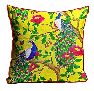 DreamVio Jute Exclusive Decorative Throw/Pillow Covers, Cushion Covers for Living Room, Bed Room, Sofa,Chairs Pack/Set of 1 (Multicolour, Size 16 x 16 Inches)