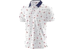 QIXING Summer Mens Golf Polo Shirts Moisture Wicking Printed Short Sleeve Quick Dry Polo T Shirts for Men Casual Golf Tops