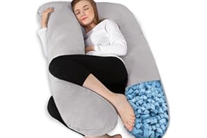 Chilling Home Poduszka ciążowa, kształt litery U, poduszka do spania na boku z poszewką na poduszkę, poduszka do karmienia, duża poduszka do przechowywania, poduszka dla kobiet i osób śpiących na boku