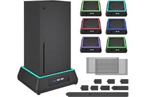 AUKUOY Lüfter für Xbox Series X, RGB-LED-Anzeige, Kühlstation mit 3 Stufen, einstellbare Geschwindigkeit, Lüftersystem für Xbox Series X, USB 3.0-Anschluss und USB 2.0-Anschlüsse (Schwarz)