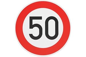 BAUSUPERMARKT24 Original Verkehrszeichen 50 KM/H Schild Nr. 274-50 Verkehrsschild Straßenschild Straßenzeichen Geburtstagsschild 42 cm Metall mit Folie-Typ1