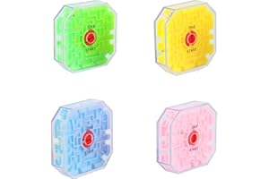 haipky 3d Cube Magical Puzzle Maze Balance Labyrinth Rolling Ball Toys, Learning Educational Fidget toy for Kid Children Boys Girls, Small Size, Pack of 4