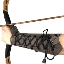 Tbest Protège-Bras en Cuir armguard pour tir à l'arc Brun/Noir Adulte