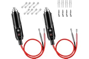 Thlevel Adapter męski do zapalniczki samochodowej 12V/24 V z kablem 30 cm 16 AWG bezpiecznik 15A/10 A do inwertera samochodowego (2 sztuki)