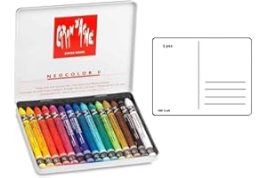 CARAN D'ACHE ESPACEBEAUXARTS Caran d'Ache Neocolor II Kreiden Metalletui mit 15 Farben,Aquarellstifte und 1 EMI Craft Postkarten