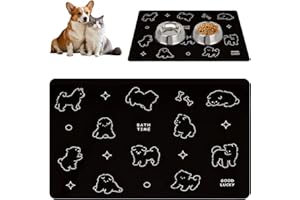 FERRADREND Super Absorbant Lavable Tapis Chat Gamelle, 60 x 40 cm Tapis Nourriture Chat à Séchage Rapide, Tapis Gamelle Chien Imperméable et Antidérapant, Tapis Gamelle Chien Terre de Diatomée, Nettoyage Facile