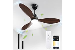 BLITZWILL Ventilatore da Soffitto con Luce, Ø132cm Ventilatori da soffitto con Illuminazione LED, Controllo App&Telecomando, 6 Velocità, 3 Colori Dimmerabile, 3 Pale, Silenzioso, Estate-Inverno,Timer