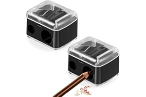 IWIIO 2Pcs Eyeliner Sharpener, Lip Liner Sharpener for Eyebrow Pencil, Make Up, Hand Pencil, Black Double-Headed