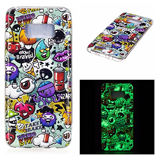 Galaxy S8 Luminous Case, BONROY® Fluorescent Effect Night Glow In The Dark Transparent Ultra-Thin Soft Gel TPU Silicone Bumper Case Stylish Unique Colourful Printed Pattern Design Anti-Scratch Shock Absorption Protective Case Cover for Samsung Galaxy S8 - Rubbish