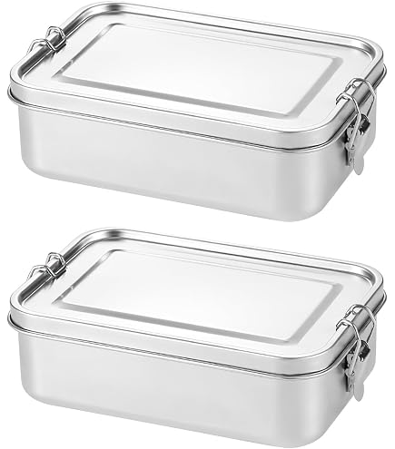 Confezione Da 4 Contenitori Per Alimenti In Acciaio Inox 304 Impilabili – Ermetici E A Prova Di Perdite – 1400/850/550/550 Ml Per Pranzo E Zuppe