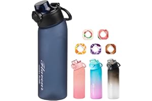 Metyniete Air Water Bottle with 5 Flavour Pods, 720ml Starter Set BPA Free Drinking Bottles Flavour Pods Scented 0 Sugar and Water Cup for Outdoor Sports (Blue+ 5 Pods)