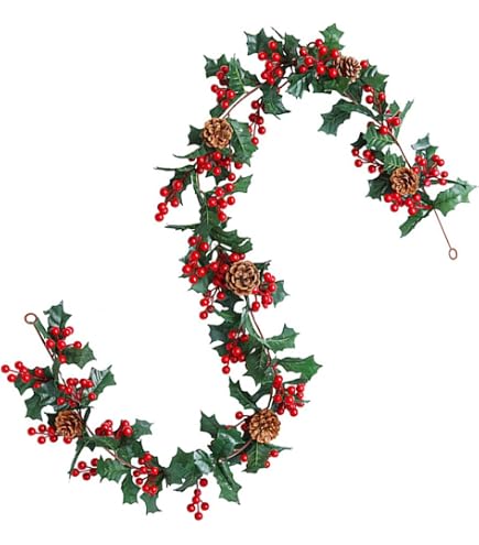 Guirlande De Baies Rouges Artificielles 1,85 M - Décoratif Pour Noël, Halloween, Fenêtres, Murs, Projets DIY (plusieurs Coloris)